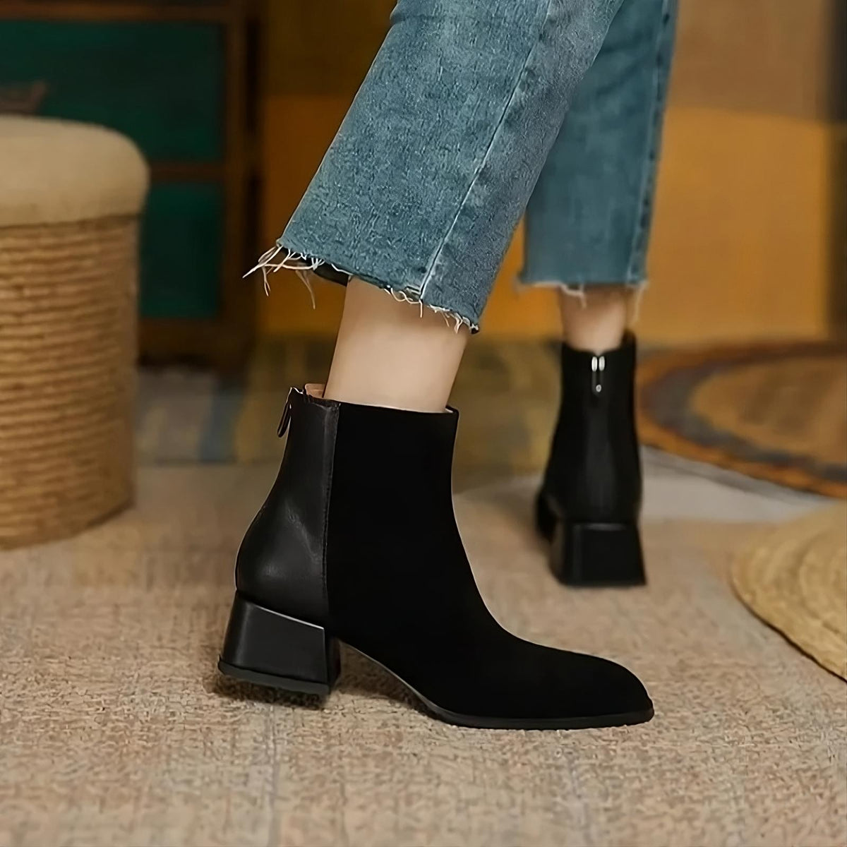 Leather and suede heeled boots | Vanco™