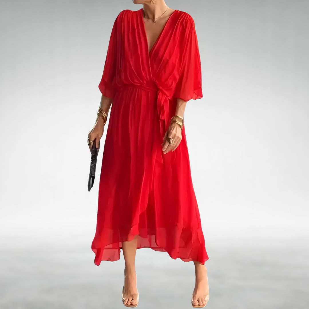 Izel | Elegant V-neck maxi dress