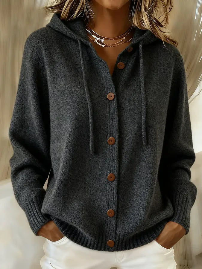 Begoña | Hooded Button-Front Knit Jacket