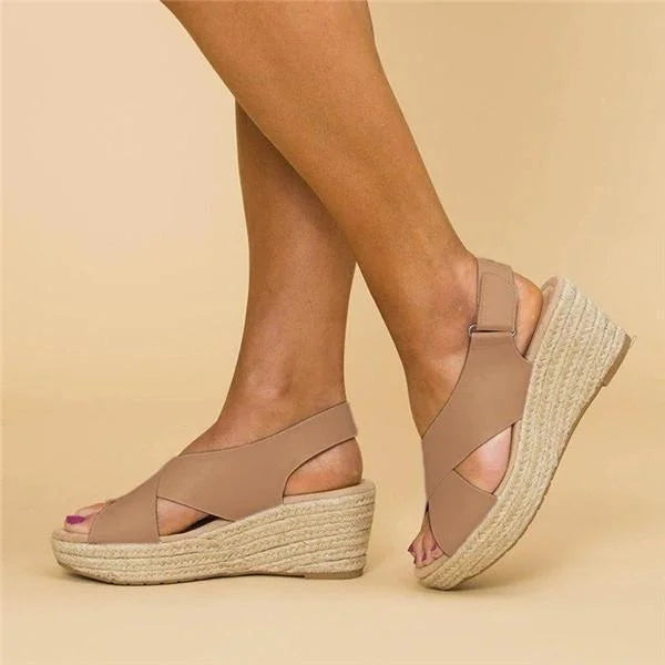 Xiadani | Women's wedge sandals with crossover straps | Summer