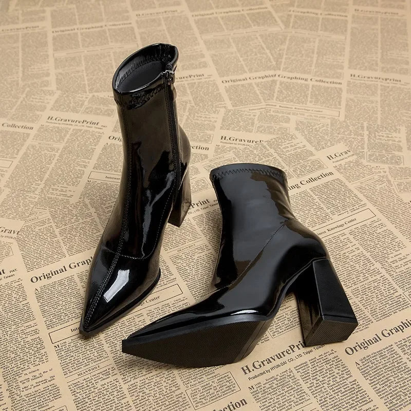 Patent Leather Heeled Boots | Milan™