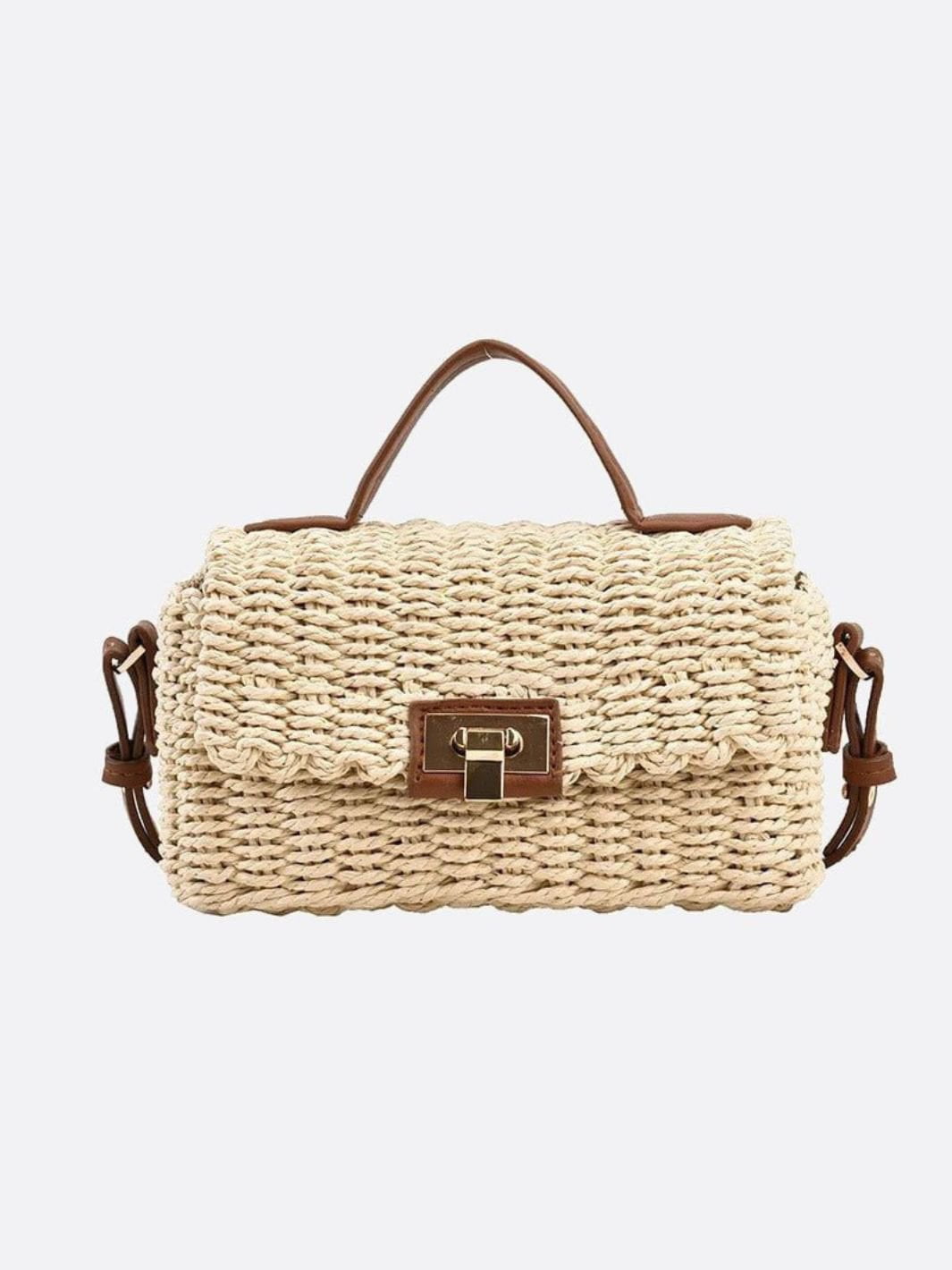 Woven Rope Handbag with Twist Lock – Natural Chic Style