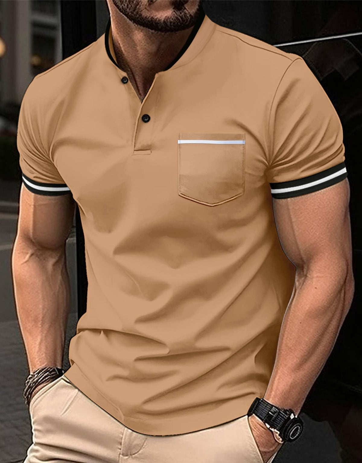 Teodor - Comfortable blue cotton polo shirt for men