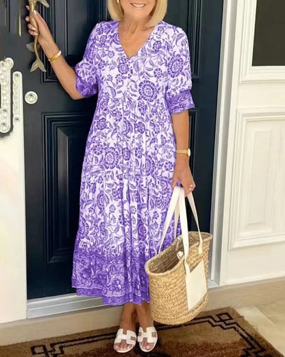 Zoque - V-Neck Bohemian Dress