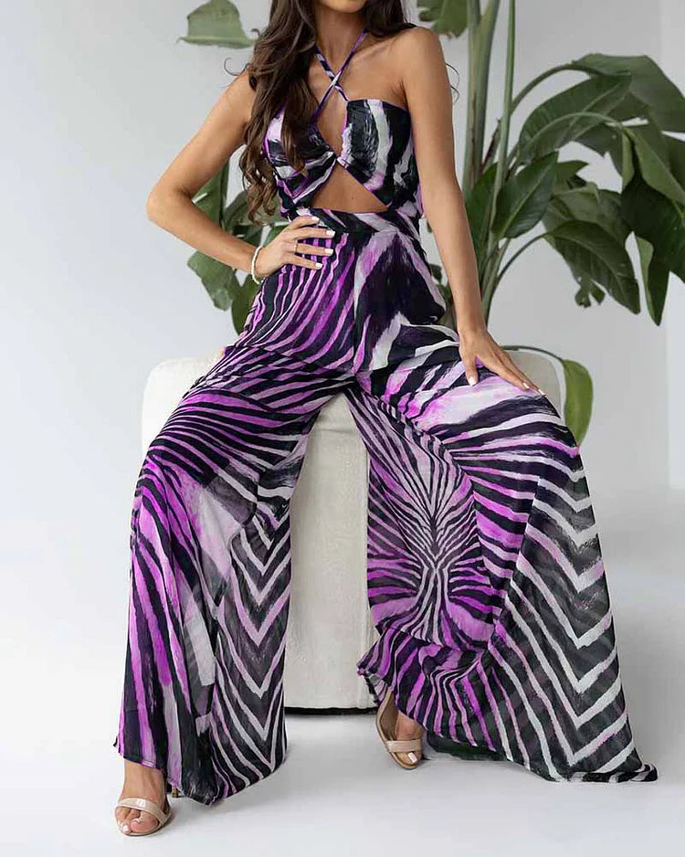 Eliana Jumpsuit - Leopard Print with Wrap Neckline