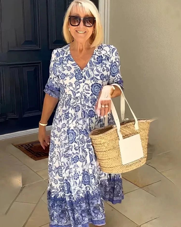 Zoque - V-Neck Bohemian Dress