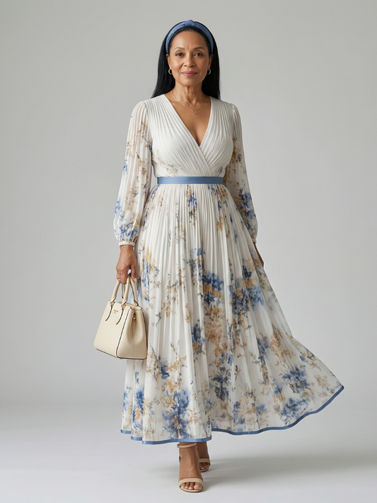 Natalia - Pleated wrap midi dress