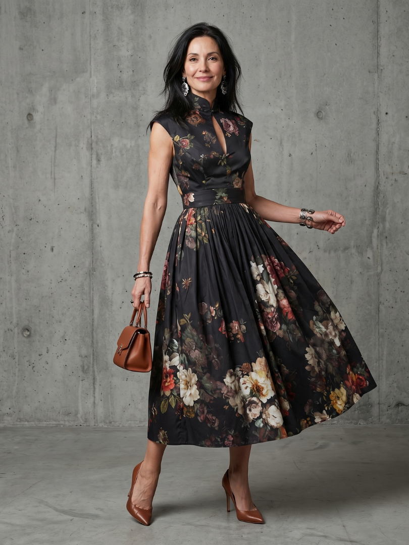 Pilar - Floral pleated midi dress