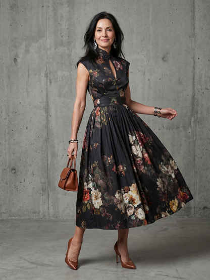 Pilar - Floral pleated midi dress