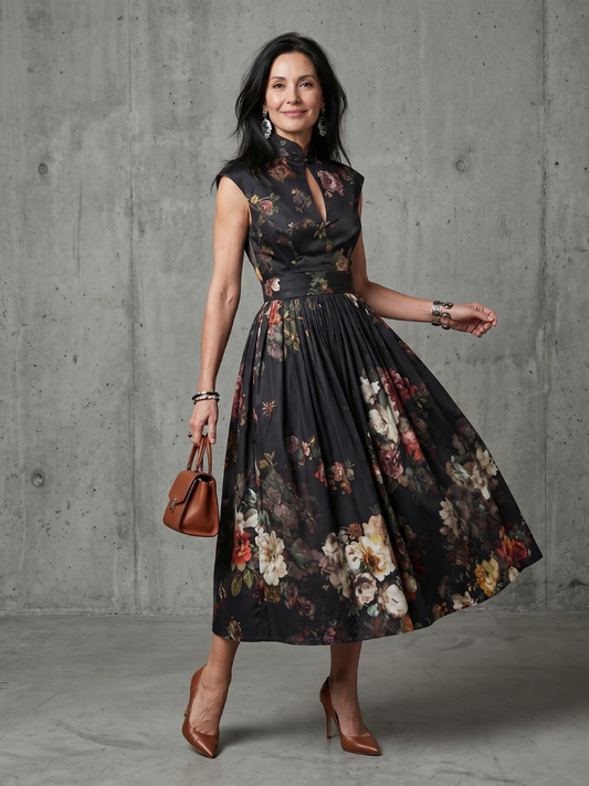 Pilar - Floral pleated midi dress