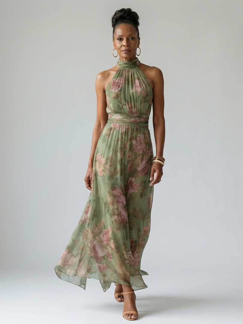 Solana | Halter neck midi dress