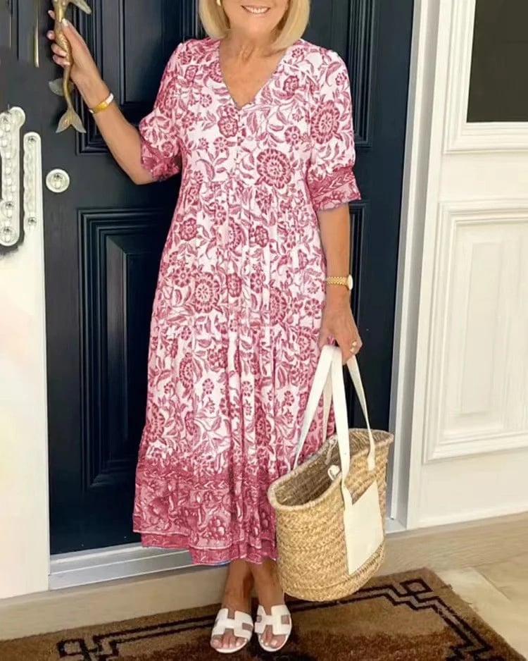 Zoque - V-Neck Bohemian Dress