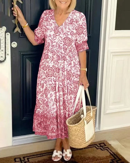 Zoque - V-Neck Bohemian Dress