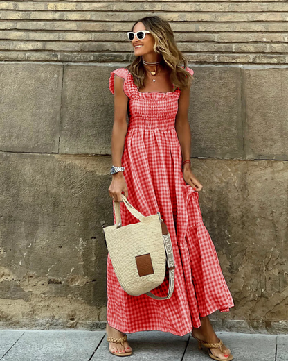 Idoia | Casual gathered maxi dress for events