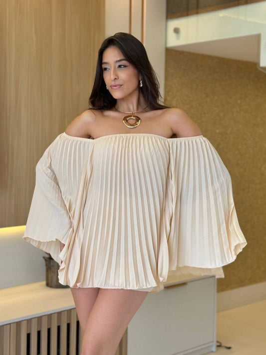 Angela - Pleated Bandeau Shirt and Shorts Set