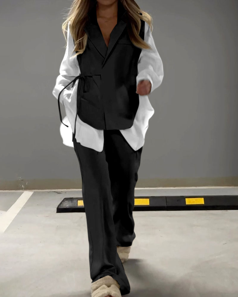 Urban Mosaic: Patchwork Shirt and Pants Set
