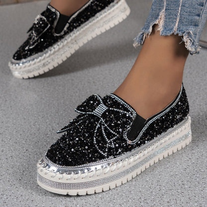 Shiny platform loafers with a bow | Insa™