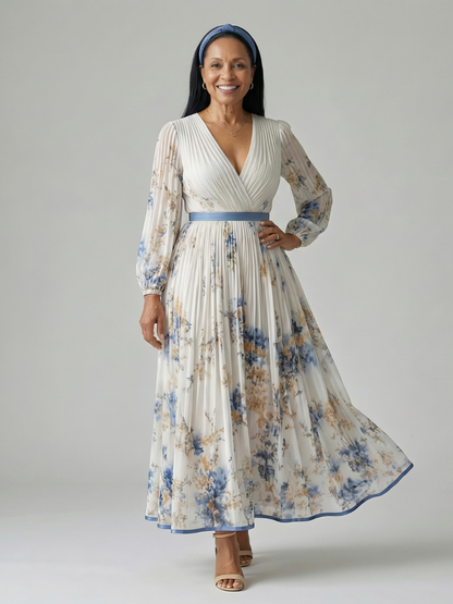 Natalia - Pleated wrap midi dress
