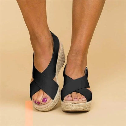 Xiadani | Women's wedge sandals with crossover straps | Summer
