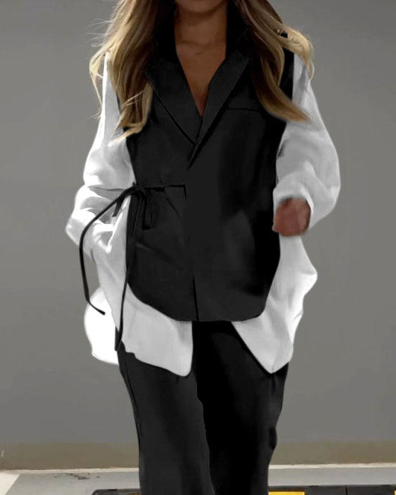 Urban Mosaic: Patchwork Shirt and Pants Set