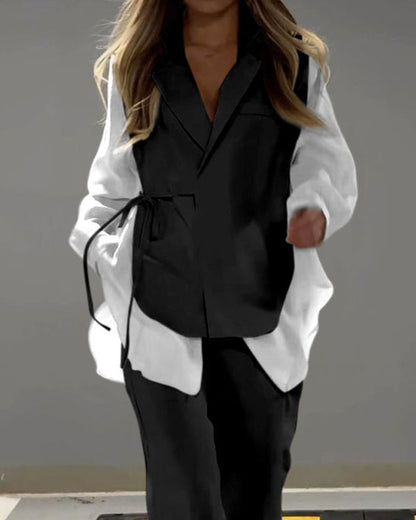Urban Mosaic: Patchwork Shirt and Pants Set