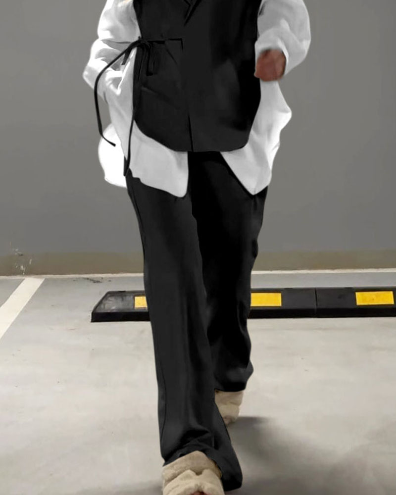 Urban Mosaic: Patchwork Shirt and Pants Set