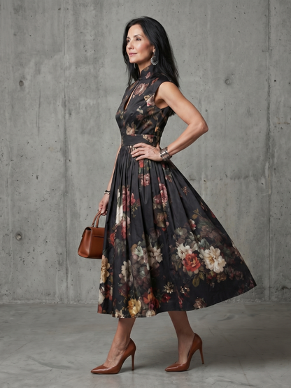 Pilar - Floral pleated midi dress