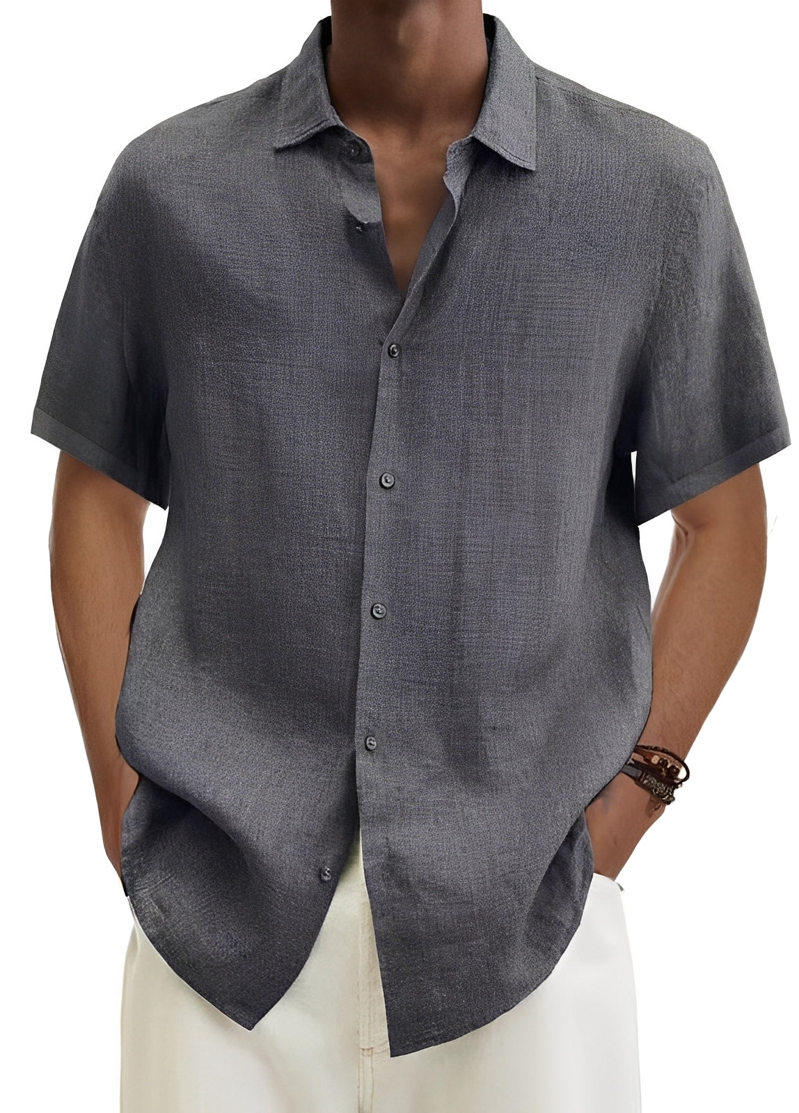 Richard - Men's loose-fit casual button-down shirt