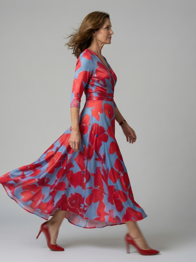 Andrea | Midi Dress with Wrap Neckline