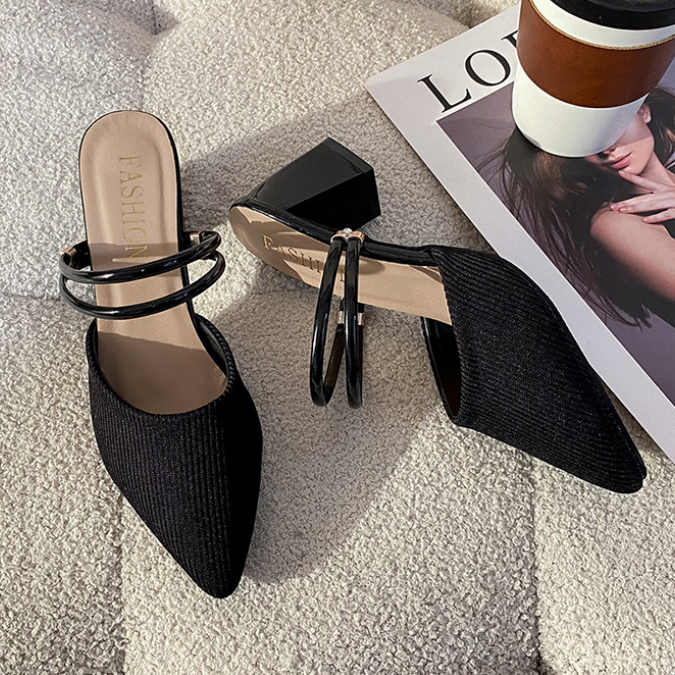 High-heeled sandals with feminine straps