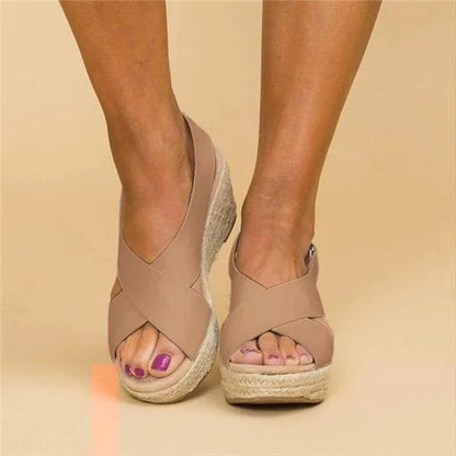 Xiadani | Women's wedge sandals with crossover straps | Summer