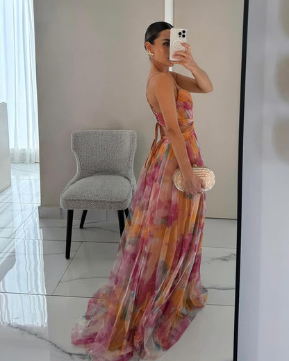 Gundisalva | Elegant women's maxi dress with a spring floral print