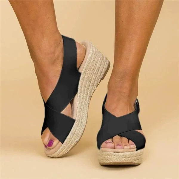 Xiadani | Women's wedge sandals with crossover straps | Summer