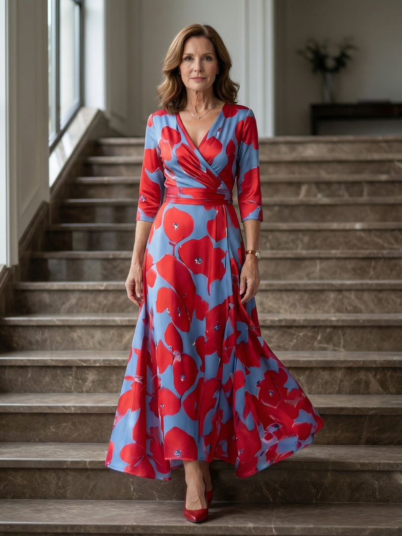 Andrea | Midi Dress with Wrap Neckline