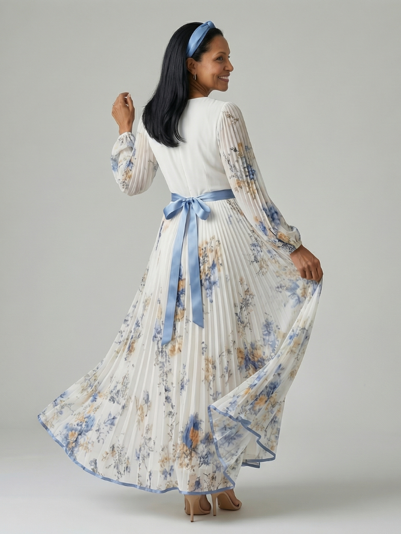 Natalia - Pleated wrap midi dress