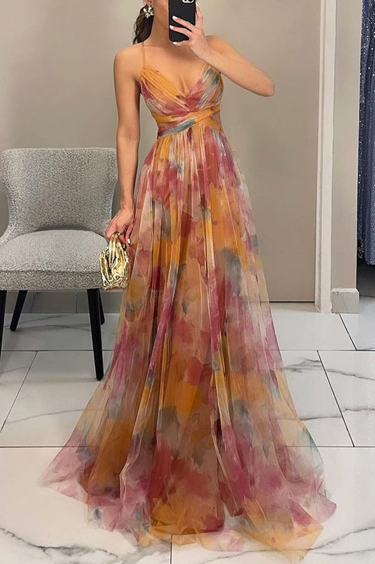 Gundisalva | Elegant women's maxi dress with a spring floral print