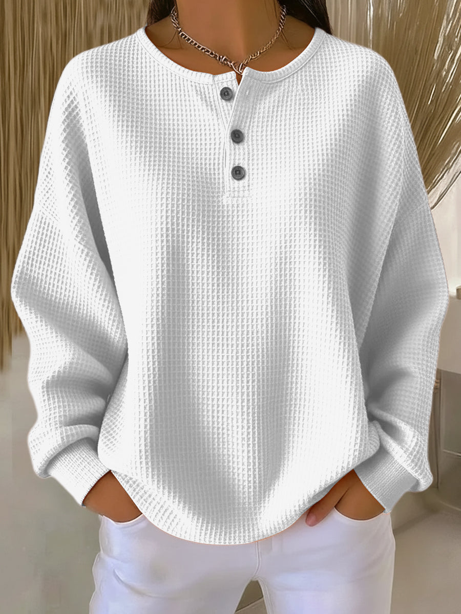 Milagros | Waffle Henley Sweatshirt