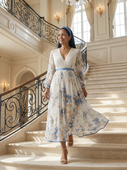 Natalia - Pleated wrap midi dress