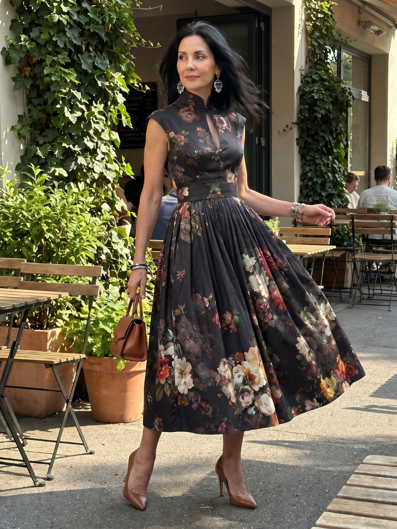 Pilar - Floral pleated midi dress