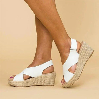 Xiadani | Women's wedge sandals with crossover straps | Summer