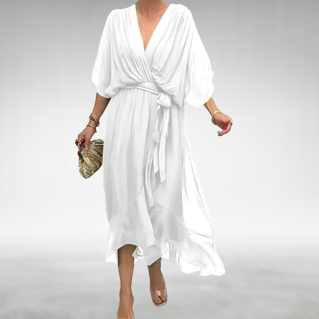 Izel | Elegant V-neck maxi dress