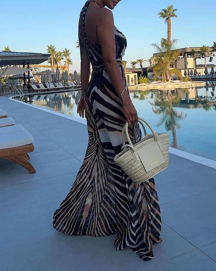 Eliana Jumpsuit - Leopard Print with Wrap Neckline