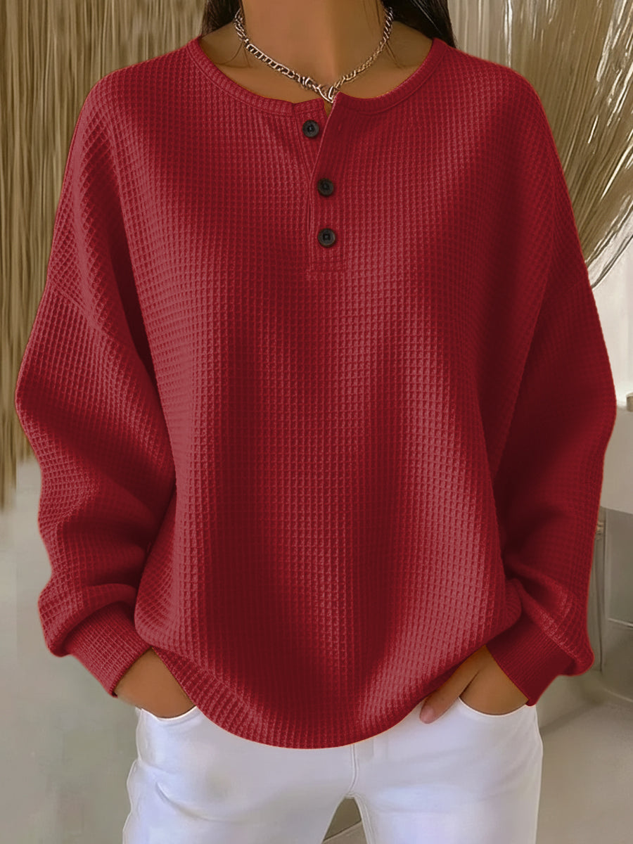 Milagros | Waffle Henley Sweatshirt