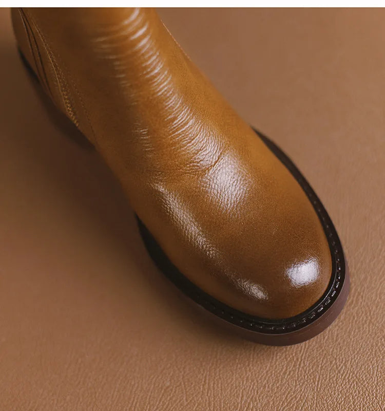 Mid-Heel Leather Boots | Luxe™