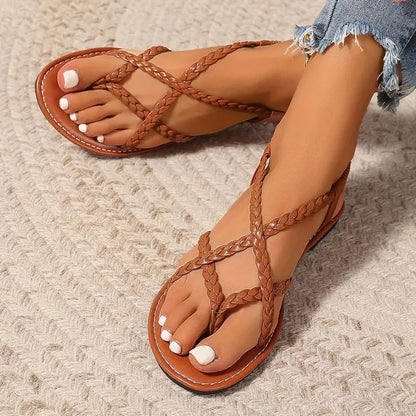 Lidia | Women's spring flat sandals with braided design