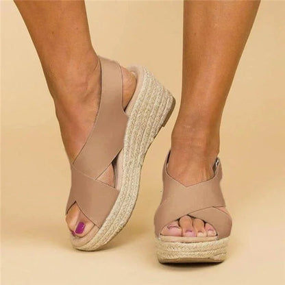 Xiadani | Women's wedge sandals with crossover straps | Summer