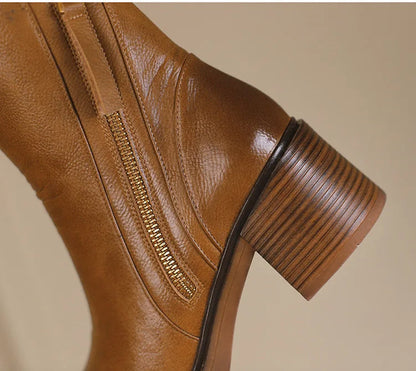 Mid-Heel Leather Boots | Luxe™