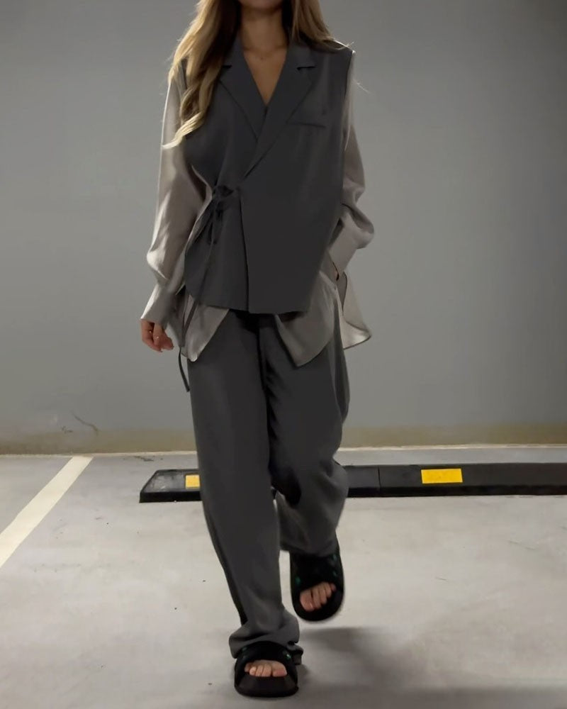 Urban Mosaic: Patchwork Shirt and Pants Set