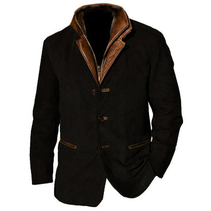 Men's classic suede jacket, comfortable and stylish for daily casual wear.