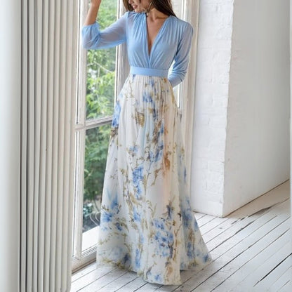 April | Women's floral maxi dress with neckline
